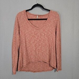 BKE Women's Heathered Pink Long Sleeve Top